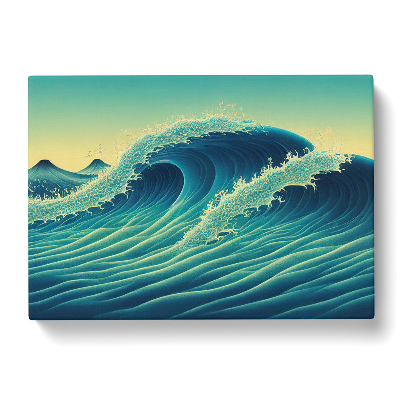 XXX-H1022-WF-7161X Pretty Japanese Wave - Wrapped Canvas Print, 40cm H x 60cm W x 3cm D