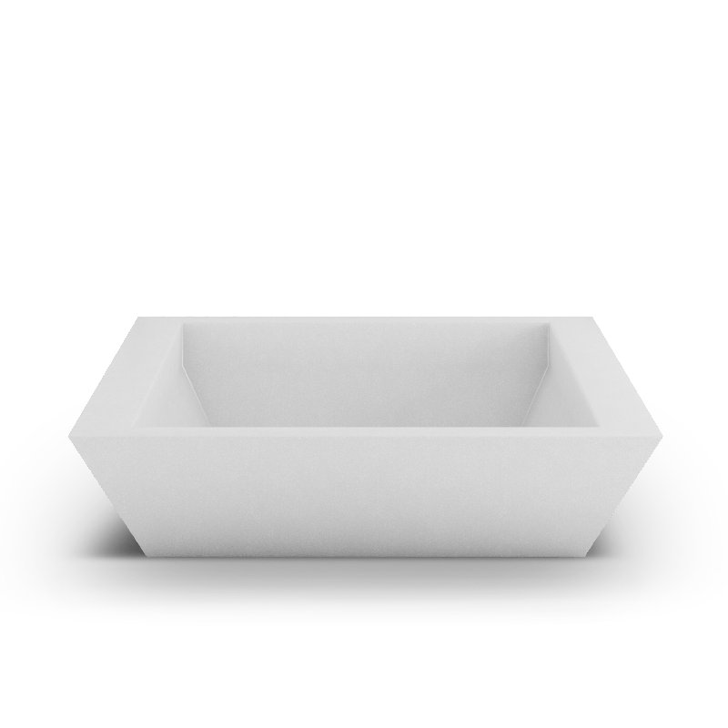 Newport Shallow Concrete Planter , White, 6" H x 24" W x 24" D