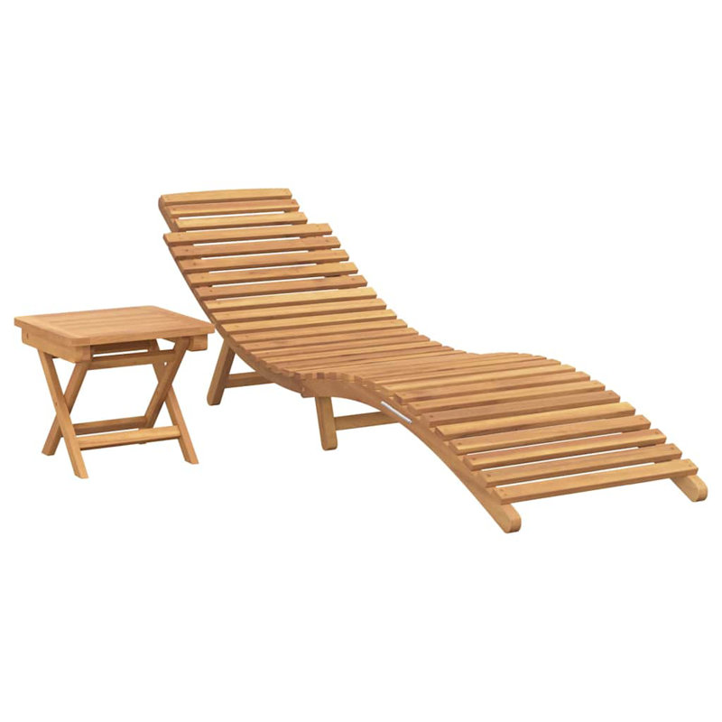 Chaise longue pliante vidaXL en bois de teck brun massif 2 pièces