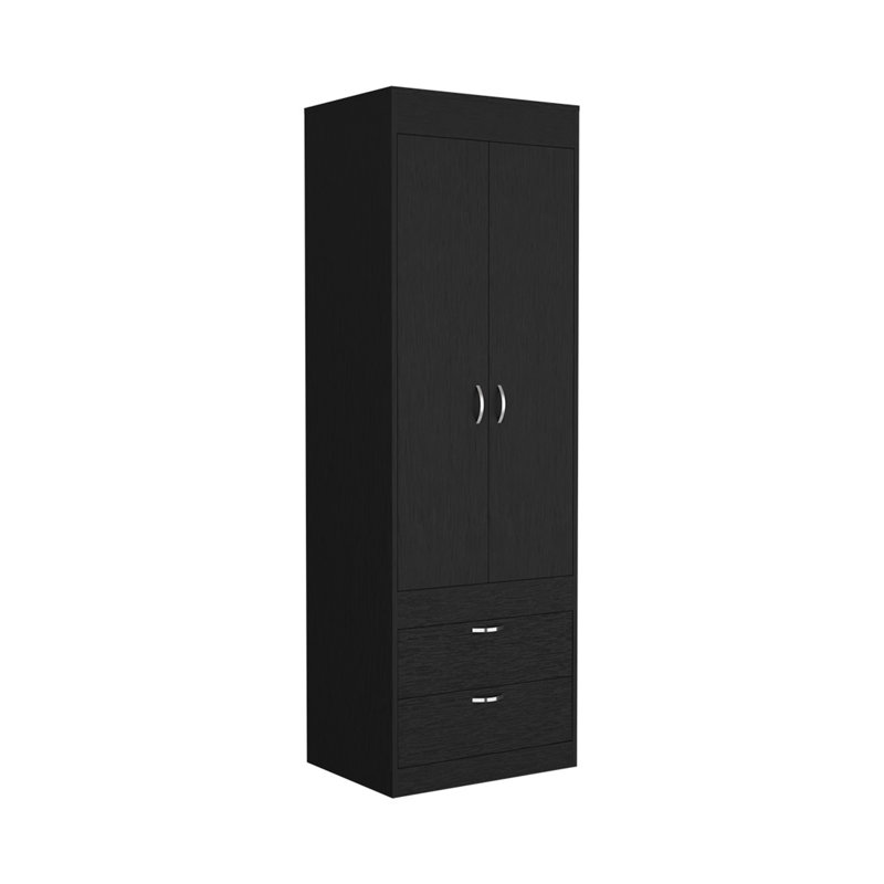Armoire Tarento, deux tiroirs, finition wengé noir