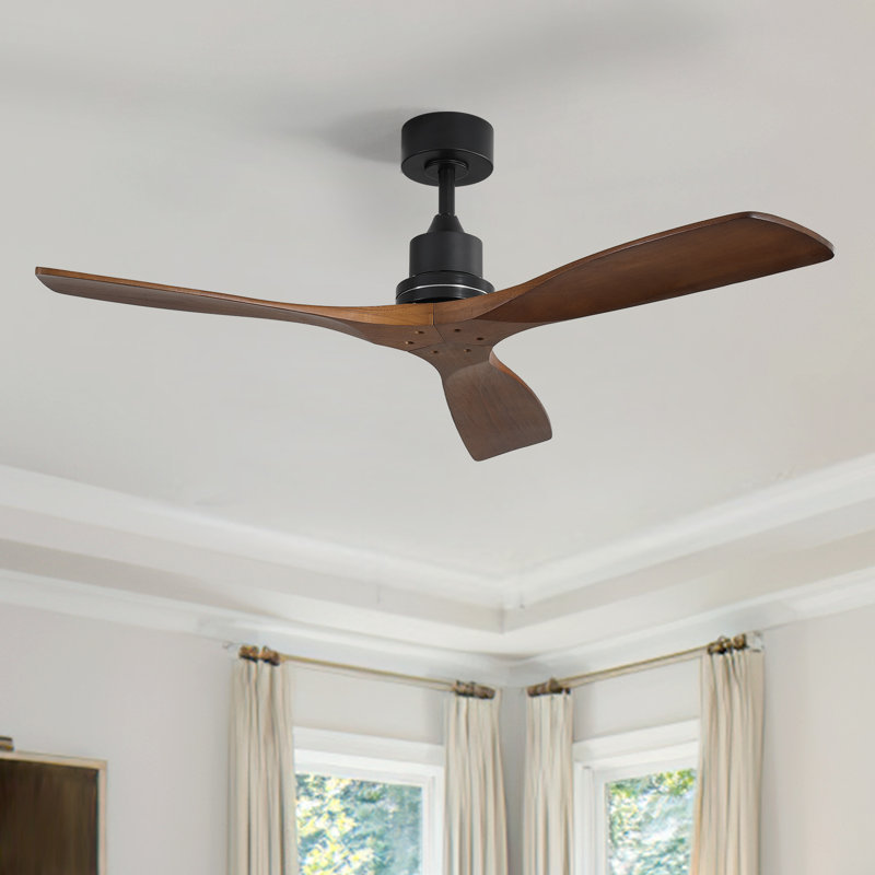 Nicola 52" 3 - Blade Standard Ceiling Fan with Remote Control, Brown/Black