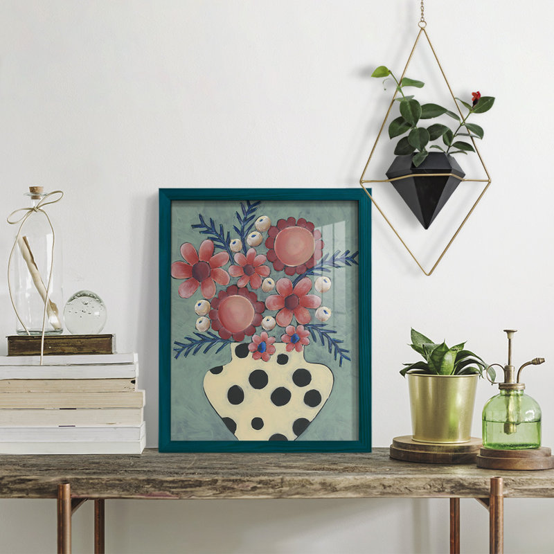 Edoardo Jamboree Floral II, impression encadrée sur papier, H 15 po x l 12 po x P 1 po, Bleu océan