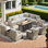 Ensemble de mobilier de patio pour 10 personnes avec chaises berçantes pivotantes, ensemble de conversation modulaire en rotin et osier avec coussins, ensemble de conversation pour canapé toutes saisons avec foyer pour table de jardin