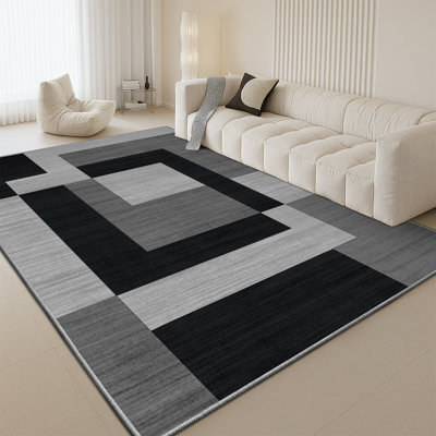 Aspire Homeware Grey Geometric Area Rug Modern Indoor Carpet