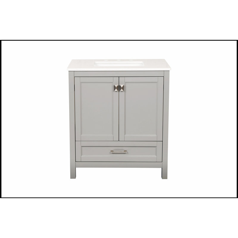 30 Inch Bathroom Vanity with Sink, Fully Assembled Cabinet and Countertop for Modern Elegance, White