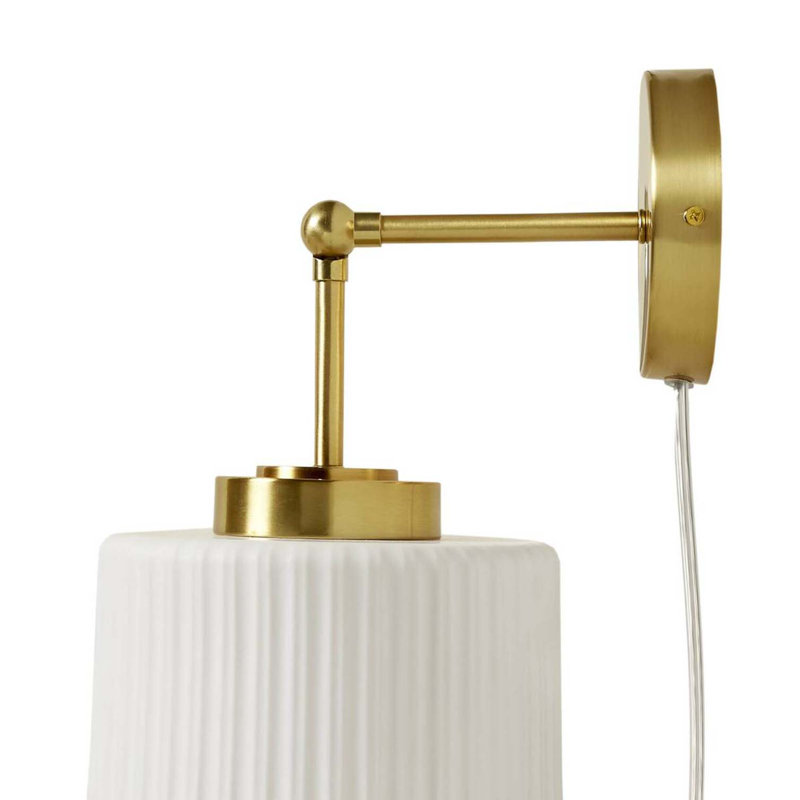 White Ceramic Wall Sconce with Adjustable Swing Arm Gold/White See below