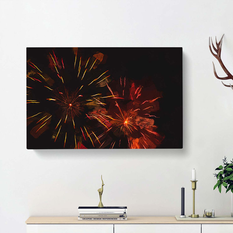 Orange & Red Fireworks In Abstract - Wrapped Canvas, 35cm H x 50cm W x 3cm D