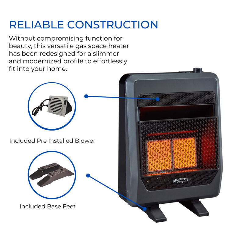 Black Infrared Natural Gas Space Heater with Thermostat Control