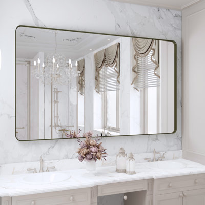 Lesamuel Filleted Corner Wall Mounted Bathroom and Vanity Mirror With Aluminum Frame