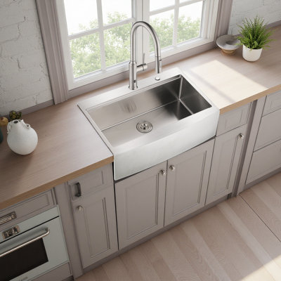 Évier de cuisine à tablier en acier inoxydable 33 po x 22 po x 10 po avec accessoires coulissants