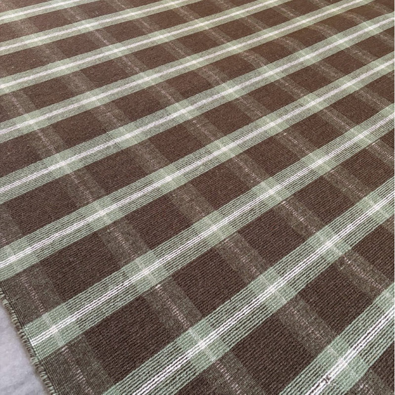 Wool Plaid Area Rug, Rectangle 9' x 12'