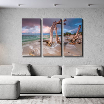 'Driftwood Sunset' By Kathrine Gendreau Triptych Wall Art, 60" x 40"
