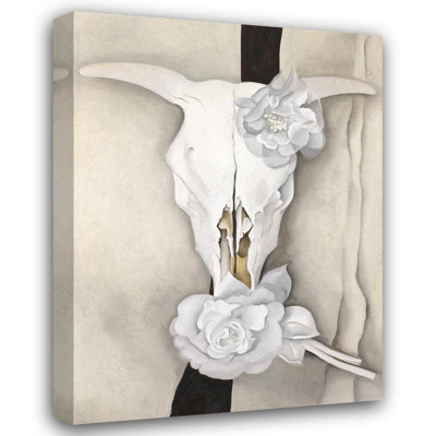 Crâne de vache avec roses calico