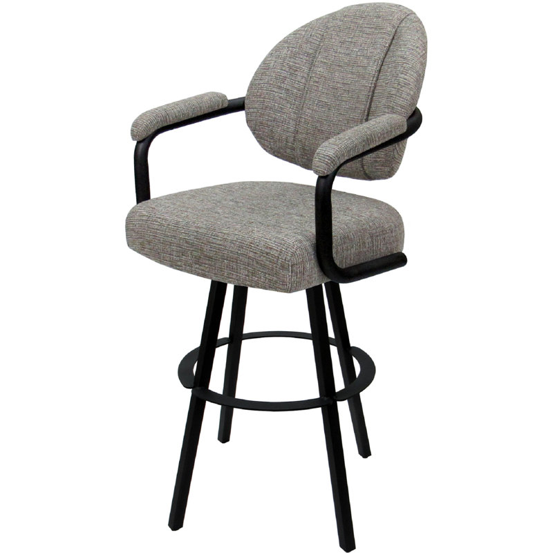 Swivel Upholstered Counter Stool with Metal Frame, Tan Polyester Blend/Black Frame