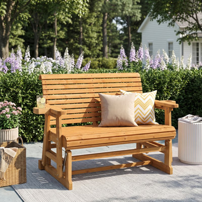 Solid Wood Two-Person Patio Glider