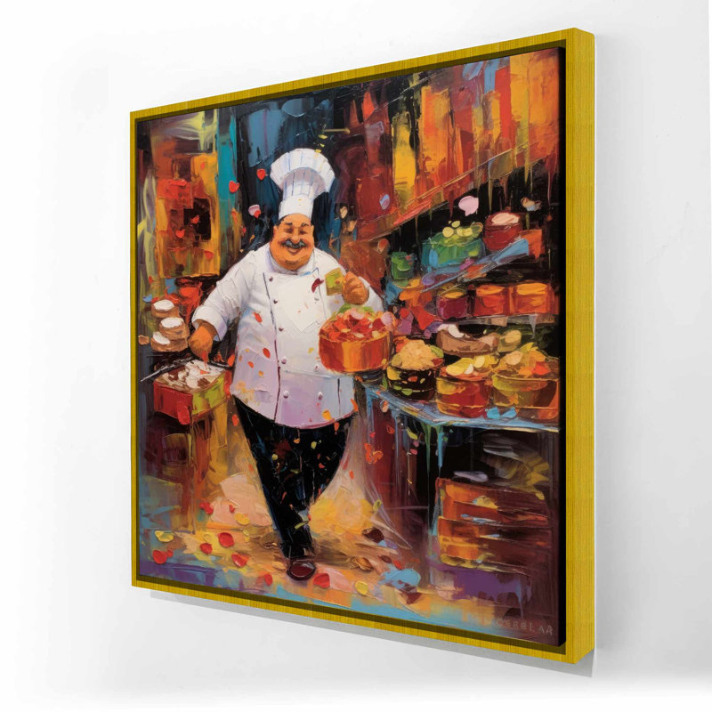 Walking Cook - Toile de cuisine encadrée orange pour la maison