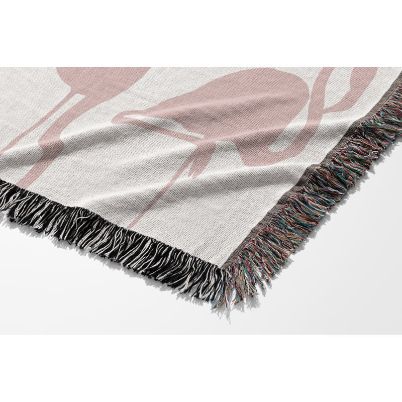 Jeté en mélange de coton Vixo Flamingo, Rose / blanc cassé, L 80 po x l 60 po