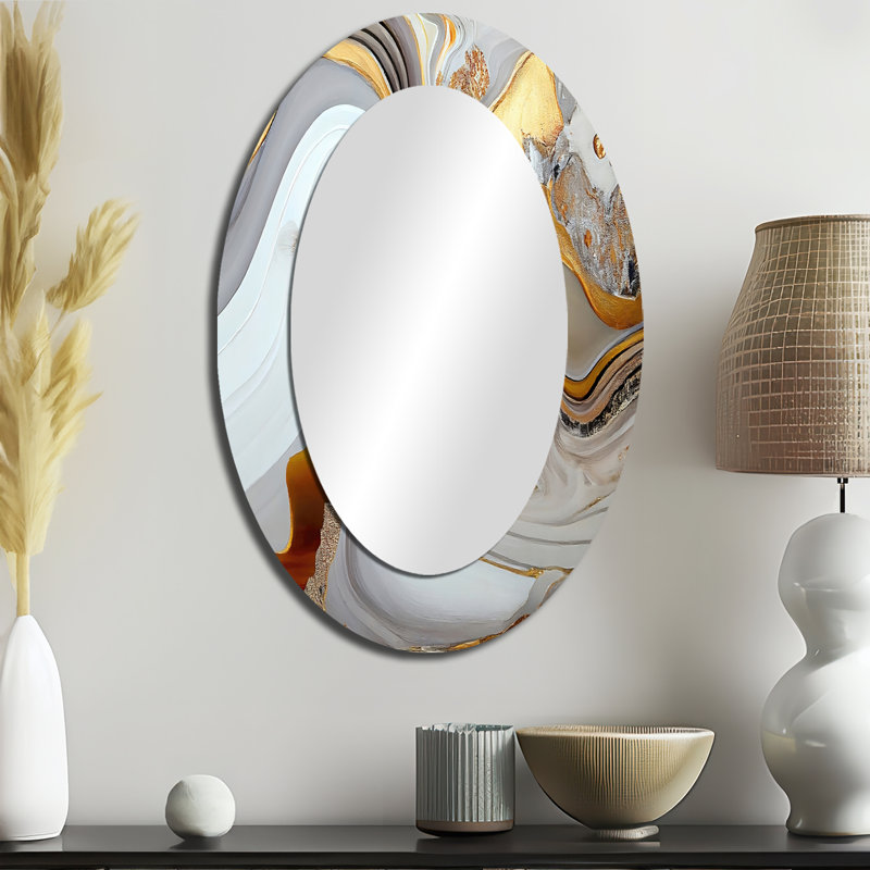 Miroir mural moderne blanc et doré, 36 po x 24 po