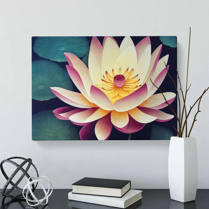 Pleasant Lotus Flower - Wrapped Canvas, 35cm H x 50cm W x 3cm D