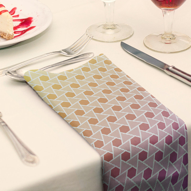 Serviette triangles hexagonals Mcguigan, H 10 po x l 10 po x P 0,1 po, Jaune / Mauve, Coton