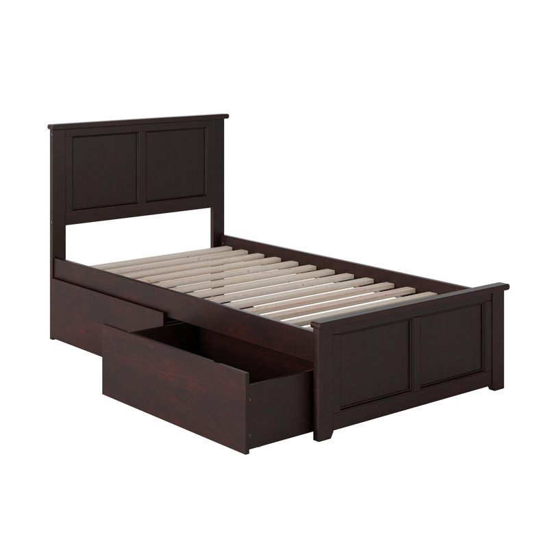 Lit plateforme avec rangement sous le lit Amear, Espresso, Lit simple