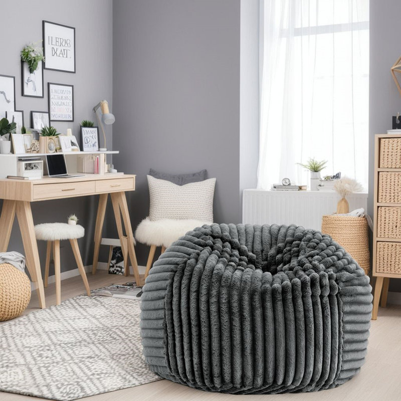 Méridienne 40 pouces en mousse viscoélastique Minky, Polyester gris foncé
