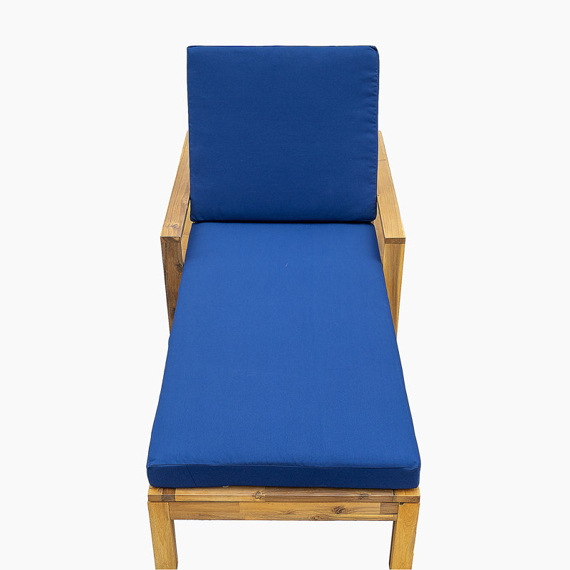 Acacia Wood Adjustable Backrest Outdoor Lounge Chair,Suitable for Gardens,Terraces,and Poolside Areas, Blue