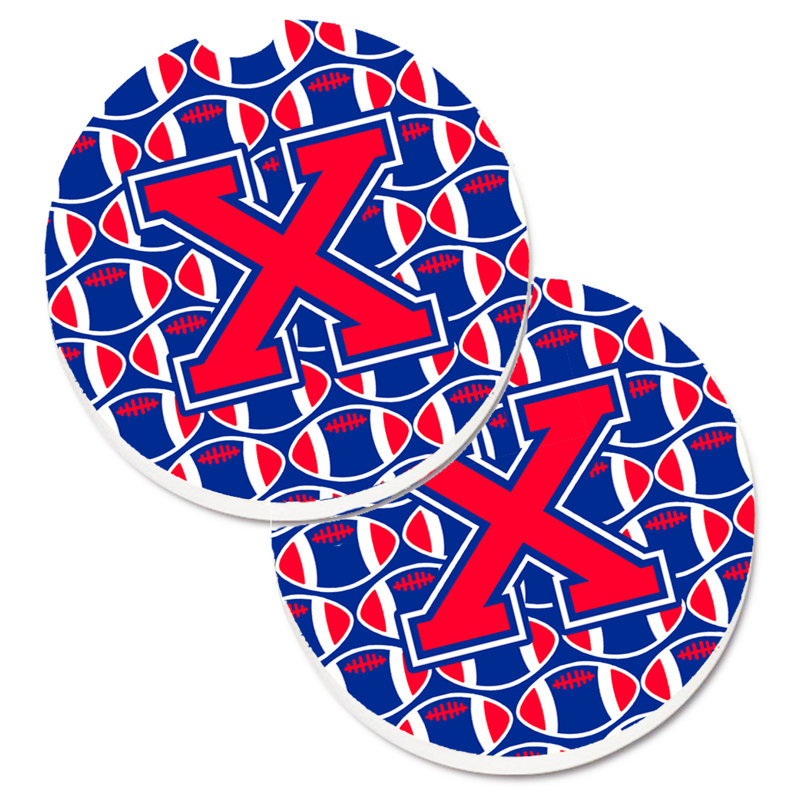 Sous-verre de football, X, Cramoisi de Harvard / bleu de Yale