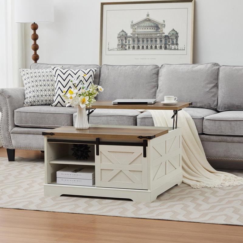 Table basse Farmhouse, Blanc / Brun