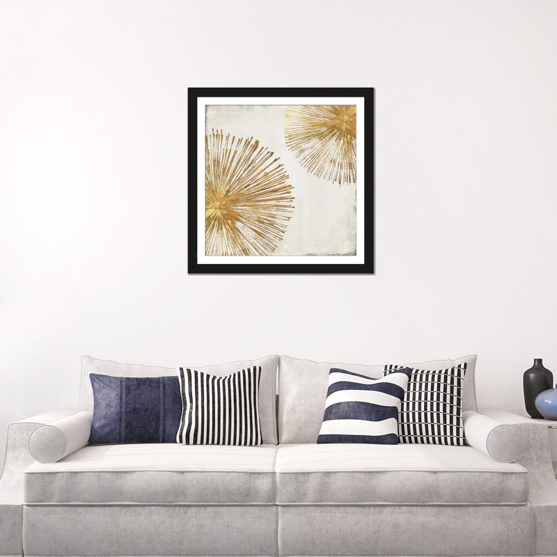«Gold Star I», impression sur toile, H 24 po x l 24 po x P 1 po, Papier d'art encadré noir, Blanc