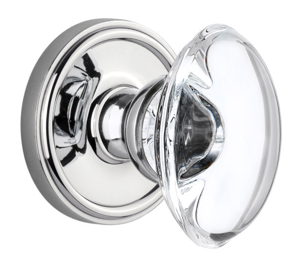 Faux bouton de porte double en cristal Grandeur Georgetown Rosette, Chrome brillant