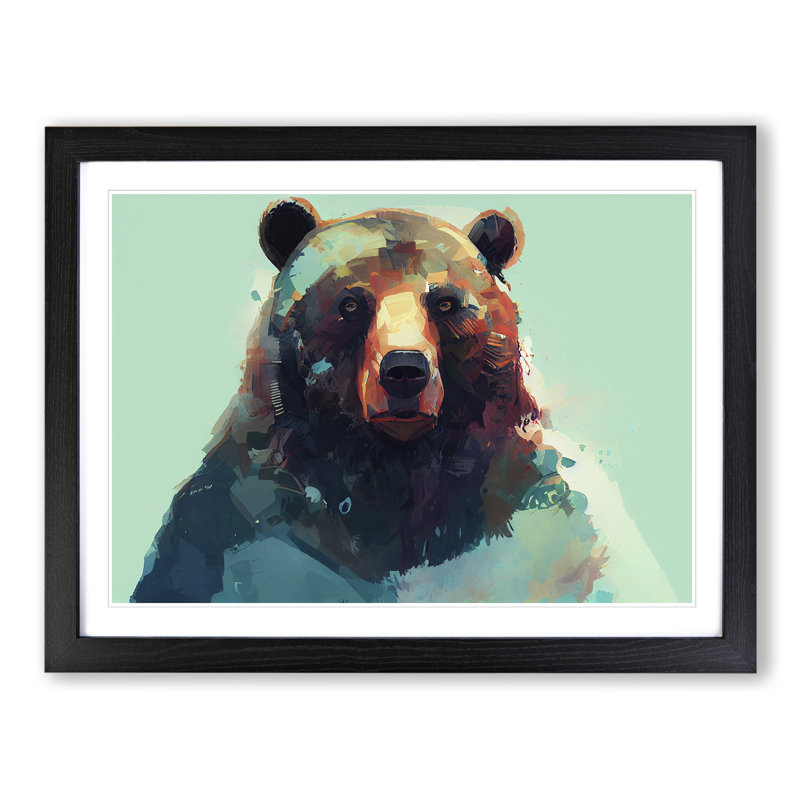 Bear - Framed Print, Black, 25cm H x 34cm W x 2cm D