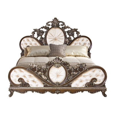 Lit tapissier Devany crème et cerise