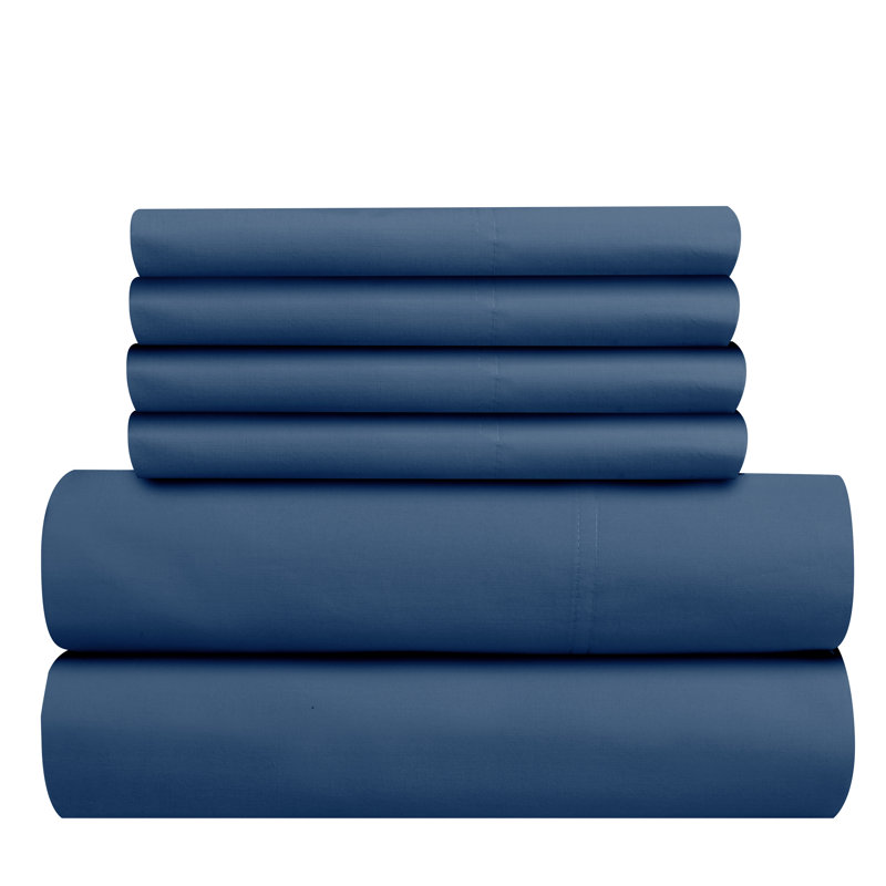 Seriously Soft Percale Sheet Set, Navy, Full Sheet Set + Fitted Sheet + 4 Pillowcases