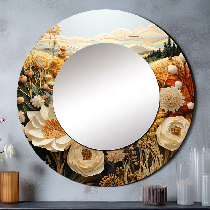 Threaded Garden Tapisserie I - Miroir mural unique, 36 po x 36 po