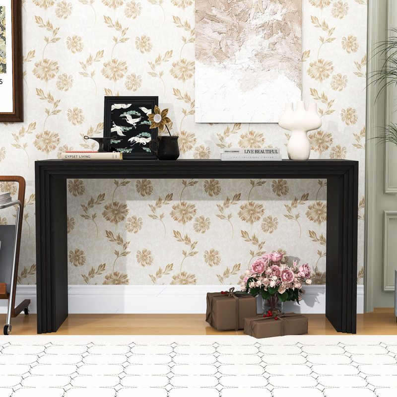 Console moderne avec surface spacieuse et conception durable pour le salon, le vestibule ou le vestibule, Noir