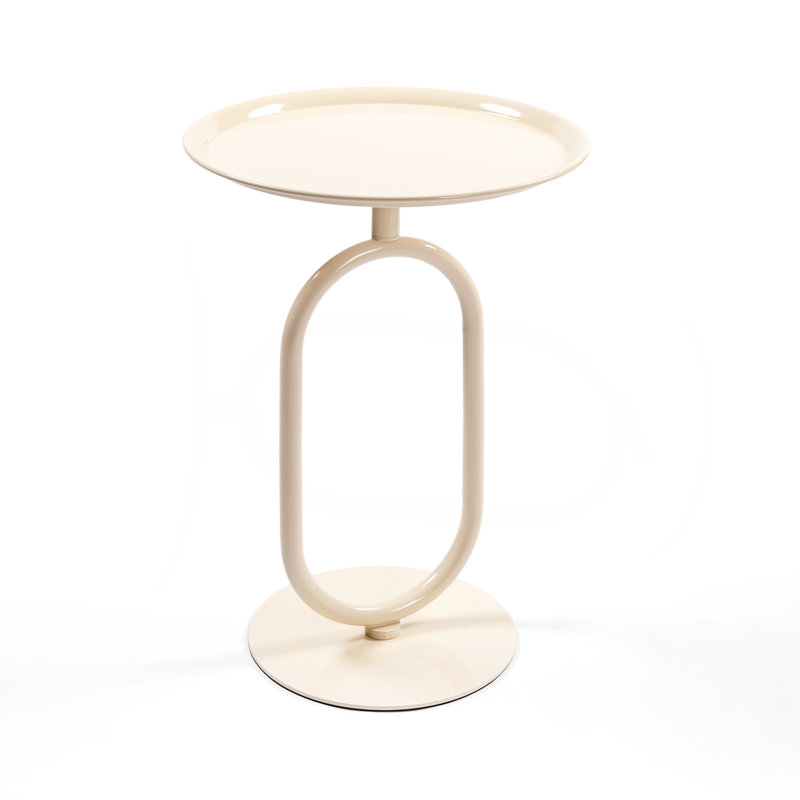 Table de bout en métal de forme lanterne, Blanc, crème, H 24 po x L 17,7 po x l 17,7 po