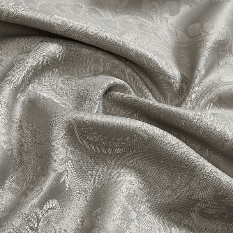 Corson Woven Damask Jacquard Polyester Tablecloth, Silver, 84" L x 60" W Rectangle