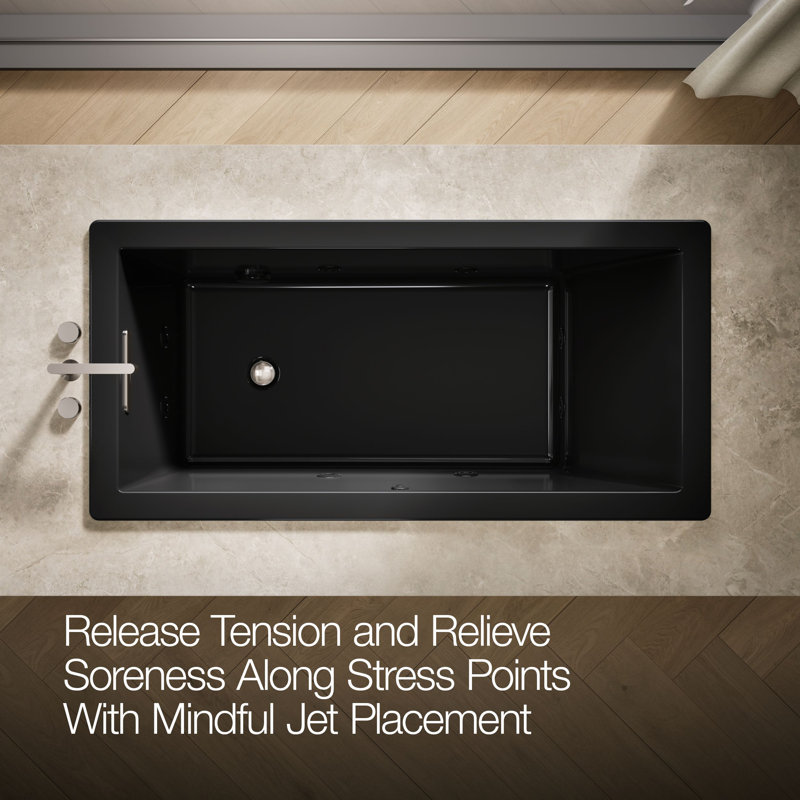 Whirlpool Bath with Reversible Drain, Black