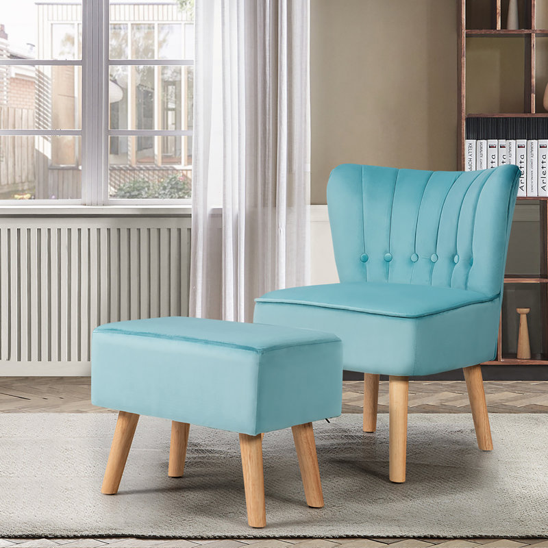 Fauteuil de chambre avec repose-pieds Abarca, Vert