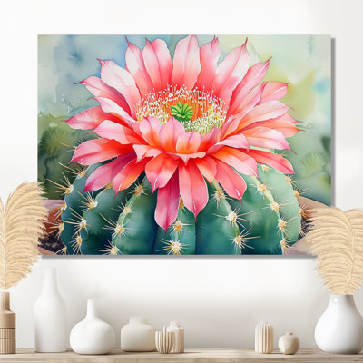 «Pincushion Cactus Flowers II - Floral Cactus», reproduction d'art murale