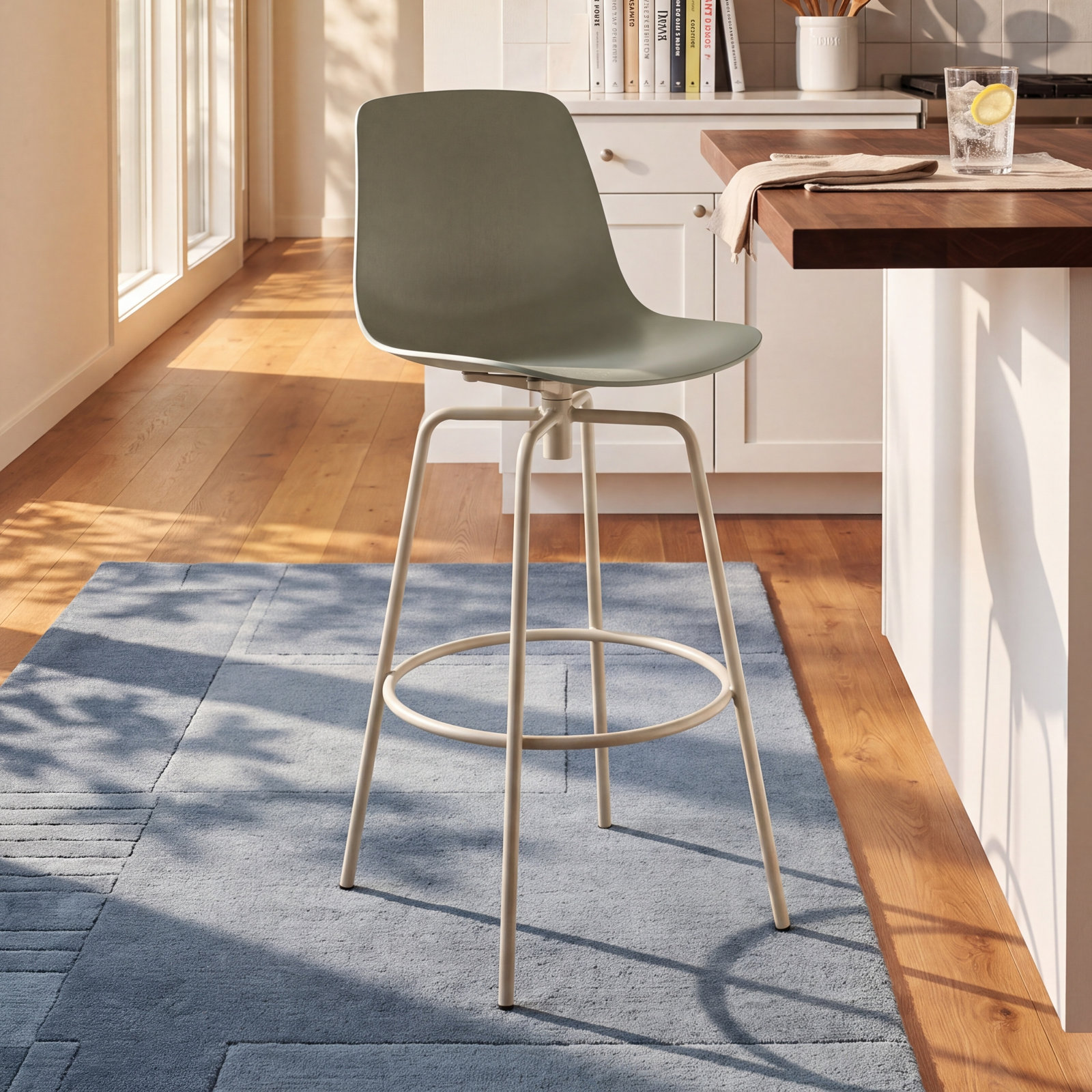 Clean Cut Swivel Bar and Counter Stool, Gray Green, Bar Stool (31" Seat Height)