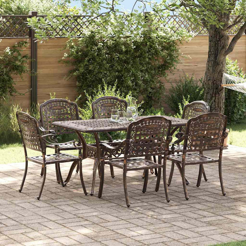 6 - Person Patio Dining Set with Rectangular Table, Bronze