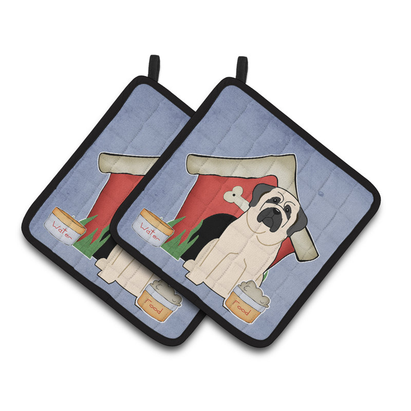 Caroline's Treasures Dog House Polyester Potholder Set, White