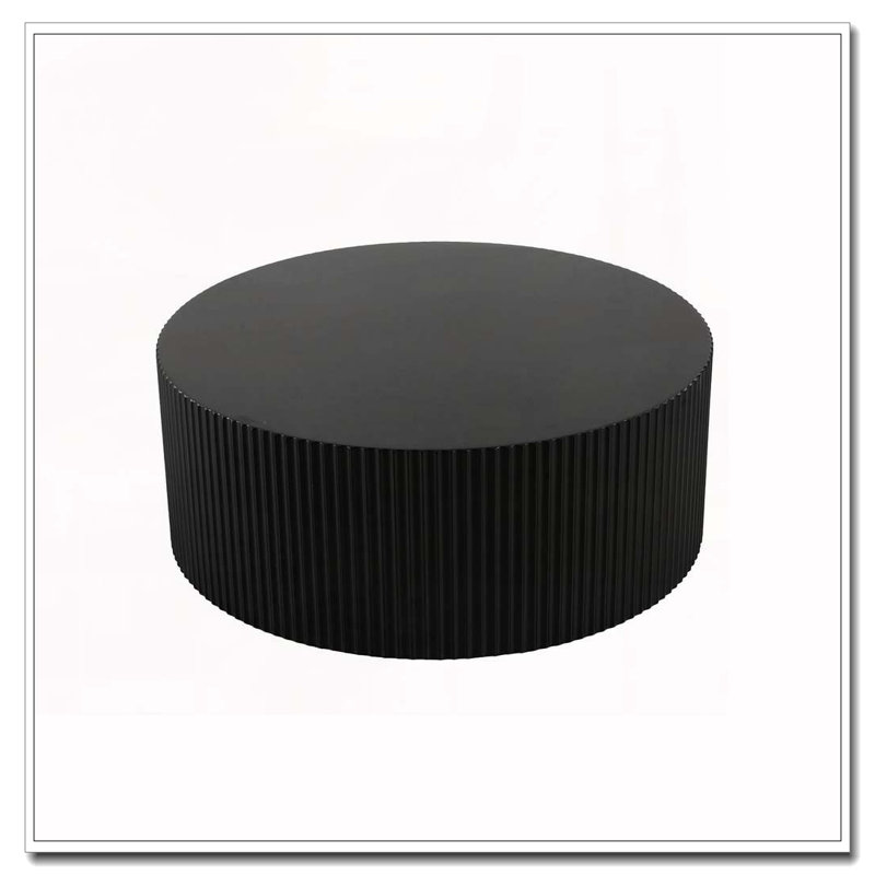 Table basse ronde avec relief fabriqué à la main, Noir