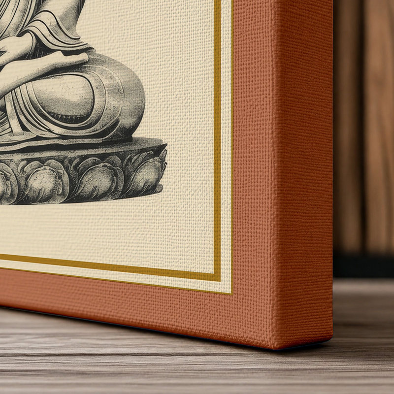 Buddha in Meditation Japandi - Wrapped Canvas, 36x24 - 91.4 x 61.0 cm, Terracotta Border