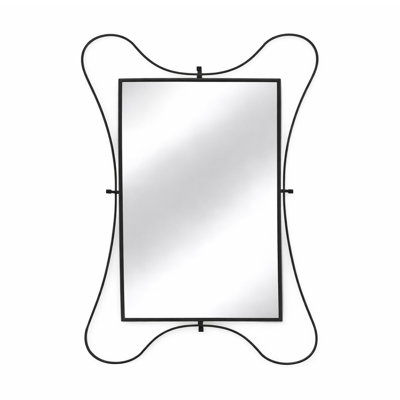 Cole and Grey Metal Black Room Wall Mirror with Rounded Edges