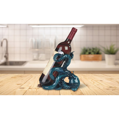 8.25"W Blue Octopus Wine Rack Bottle Holder Dining Room Decoration Figurine