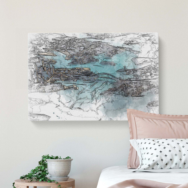 Birds Eye View of Sydney Australia in Abstract - Wrapped Canvas Graphic Art Print, 50cm H x 76cm W x 3cm D