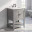 Meuble-lavabo gris de 61 cm (24 pouces) avec lavabo en céramique et cadre en bois massif